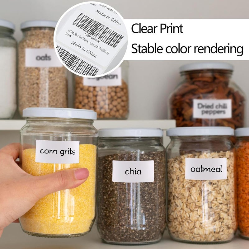 BTYMS 2000 Pcs White Labels Stickers to Write On 2 x 1 Inch, Waterproof and Oil Resistant Blank Barcode Labels for Food Containers Jars Pantry Organization - Image 5